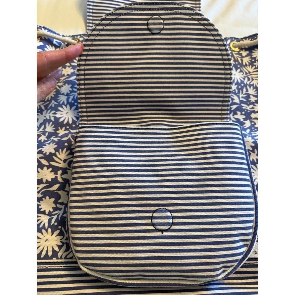 Vineyard Vines Otomi Print Stripe Daypack Backpack Royal Ocean Blue